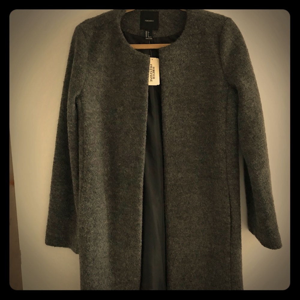 Dark Grey Boucle Jacket. NWT